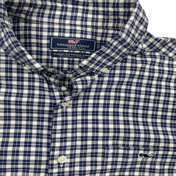 Vineyard Vines Whale Tucker Blue Plaid Button Long Sleeve Cotton Shirt Men's M - Picture 5 of 9